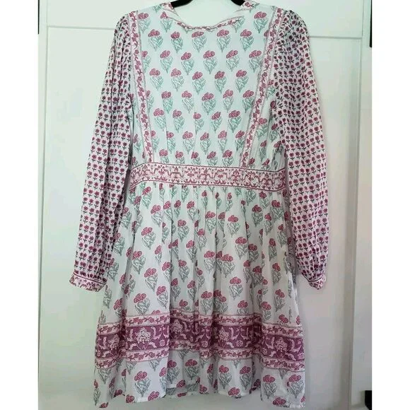 NWOT Haute Hippie Long Sleeve Dress Boho Lined Floral‎ Cotton Rayon Size Small - Picture 4 of 13